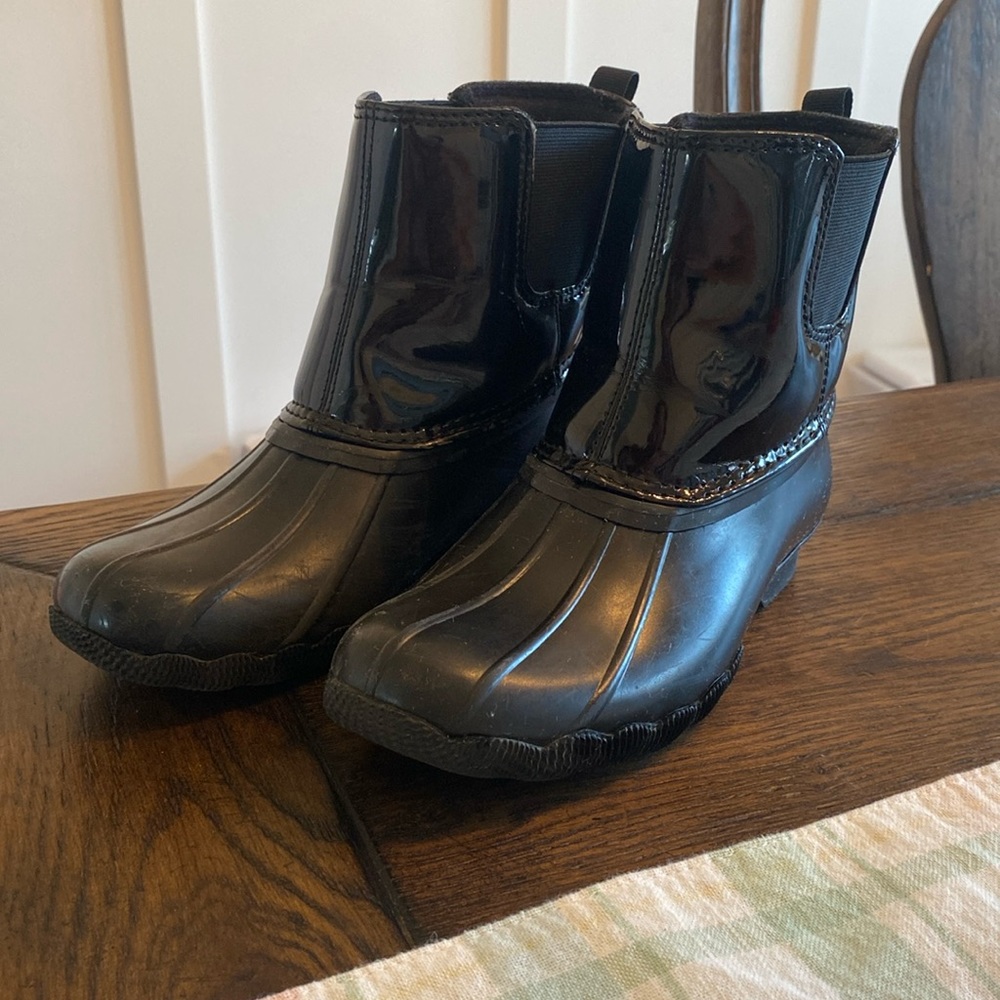 sperry Chelsea rain boots.